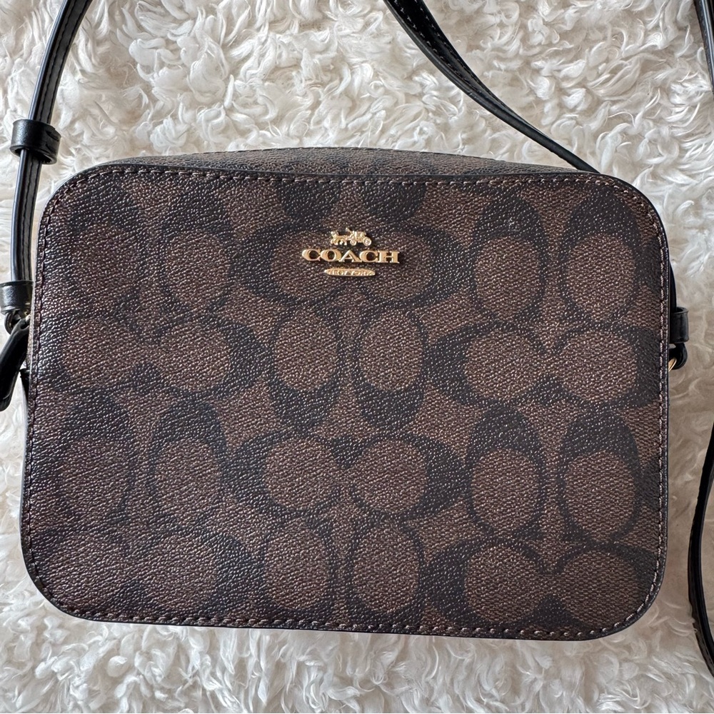 COACH Outlet Jamie Camera Bag In Signature Canvas Brown/Black Missing Hang Tag - Picture 3 of 16